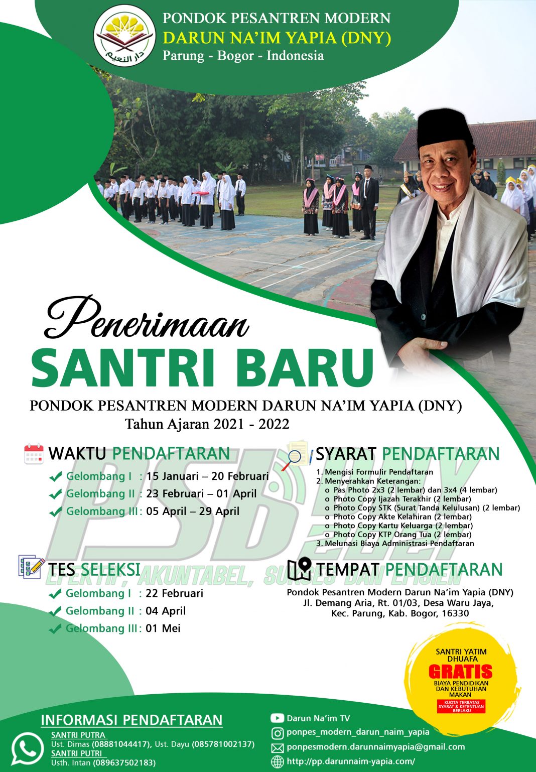 Penerimaan Santri/wati Baru Tahun Pelajaran 2020/2021